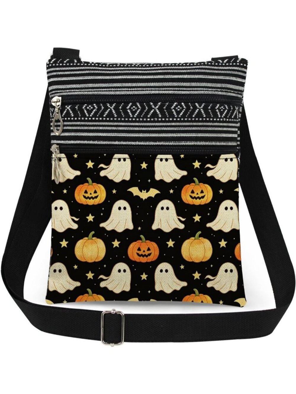 Women Black Halloween Pumpkin Witch Ghost Skull Purse Crossbody Handbag Bag